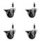 Service Caster 3'' Black Poly Swivel 7/8'' Expanding Stem Caster Set with Brake, 4PK SCC-EX20S314-PPUB-BLK-PLB-78-4 - alternate 1